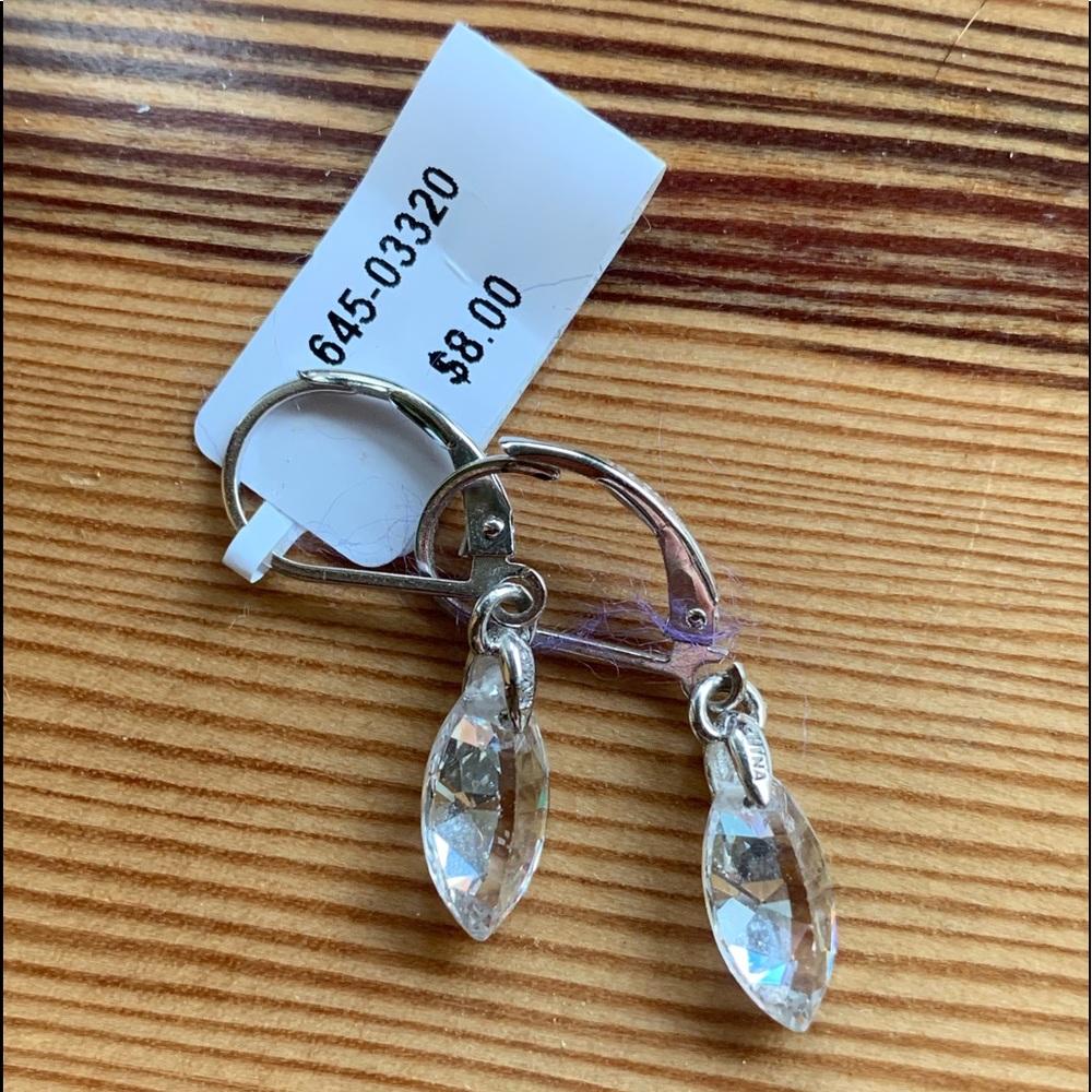 CZ  Marquis dangle silver earrings brand-new with tags